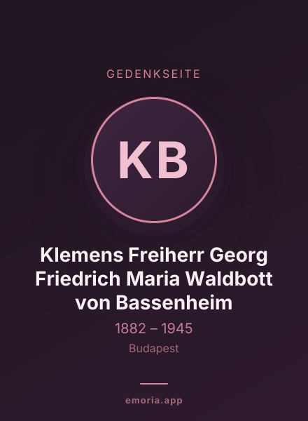 Gedenkportrait von Klemens Freiherr Georg Friedrich Maria Waldbott von Bassenheim