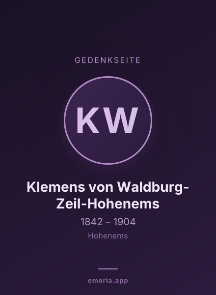 Gedenkportrait von Klemens von Waldburg-Zeil-Hohenems