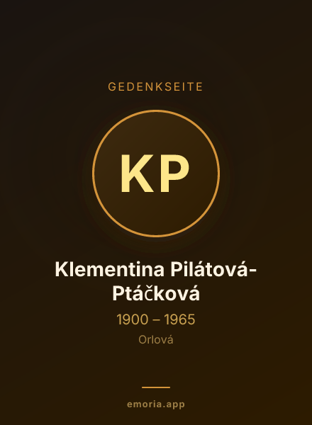 Gedenkportrait von Klementina Pilátová-Ptáčková