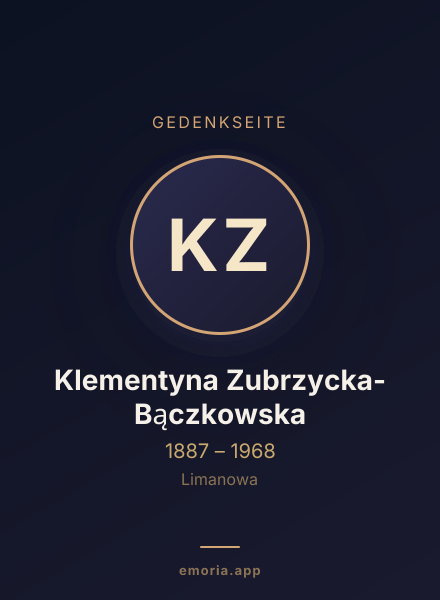 Gedenkportrait von Klementyna Zubrzycka-Bączkowska