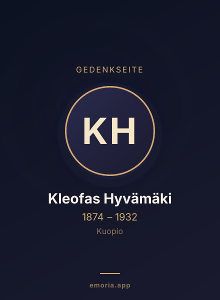 Gedenkportrait von Kleofas Hyvämäki