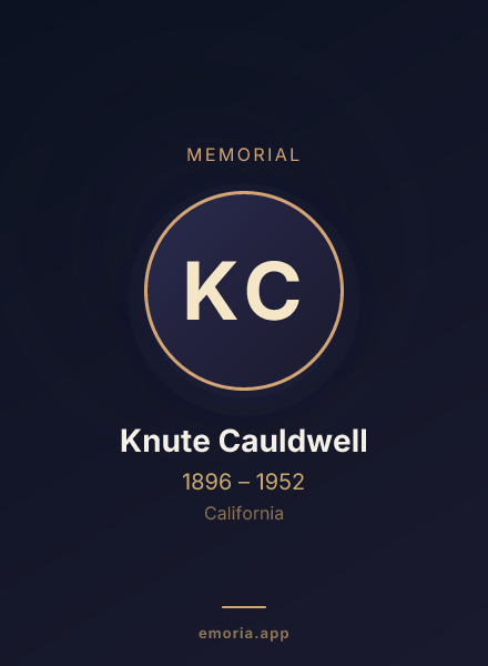 Memorial portrait of Knute Cauldwell