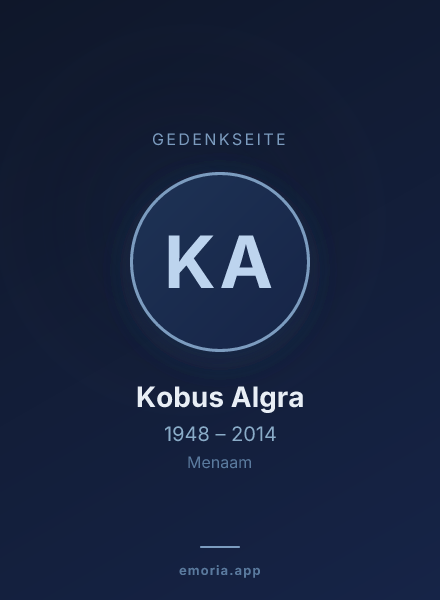 Gedenkportrait von Kobus Algra