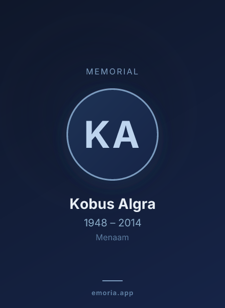 Memorial portrait of Kobus Algra