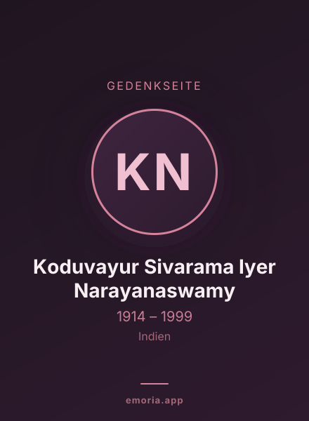 Gedenkportrait von Koduvayur Sivarama Iyer Narayanaswamy