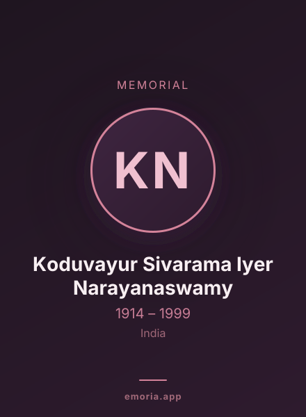 Memorial portrait of Koduvayur Sivarama Iyer Narayanaswamy