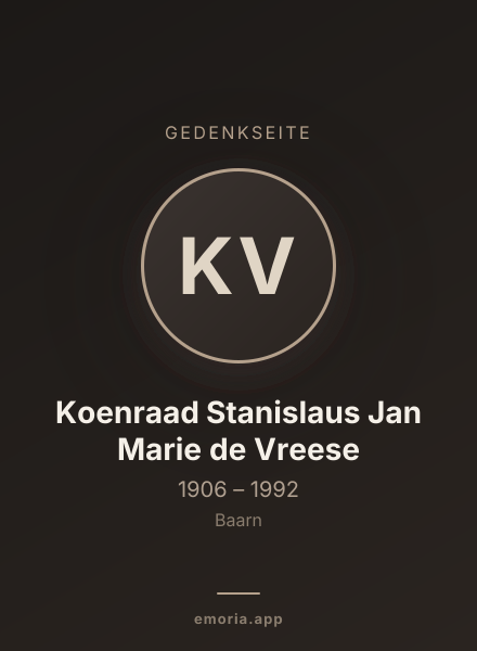 Gedenkportrait von Koenraad Stanislaus Jan Marie de Vreese