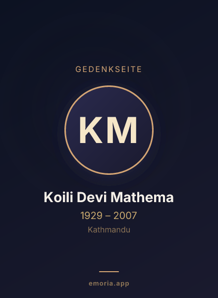 Gedenkportrait von Koili Devi Mathema