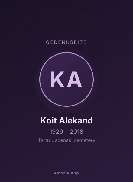 Gedenkportrait von Koit Alekand