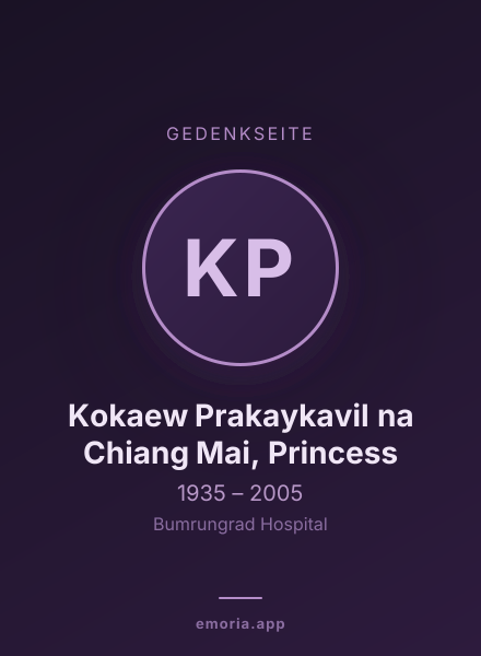 Gedenkportrait von Kokaew Prakaykavil na Chiang Mai, Princess