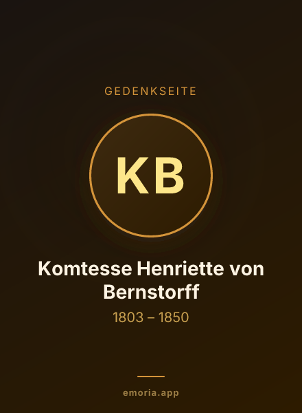 Gedenkportrait von Komtesse Henriette von Bernstorff