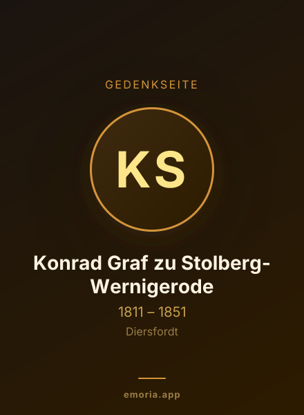 Gedenkportrait von Konrad Graf zu Stolberg-Wernigerode