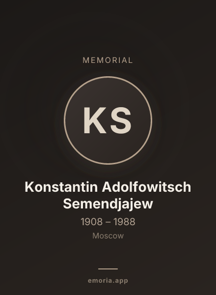 Memorial portrait of Konstantin Adolfowitsch Semendjajew