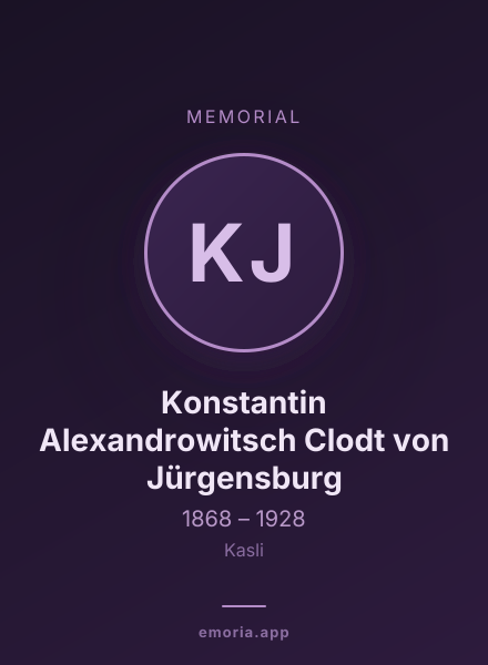 Memorial portrait of Konstantin Alexandrowitsch Clodt von Jürgensburg
