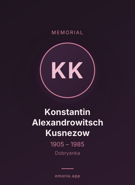 Memorial portrait of Konstantin Alexandrowitsch Kusnezow