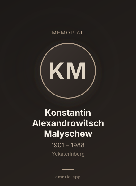 Memorial portrait of Konstantin Alexandrowitsch Malyschew