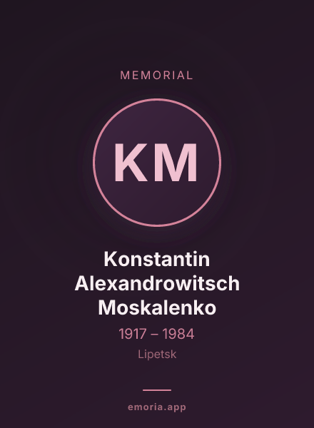 Memorial portrait of Konstantin Alexandrowitsch Moskalenko