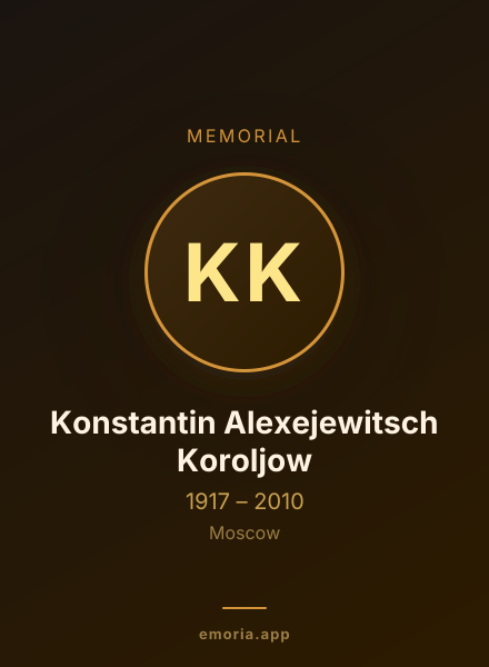 Memorial portrait of Konstantin Alexejewitsch Koroljow