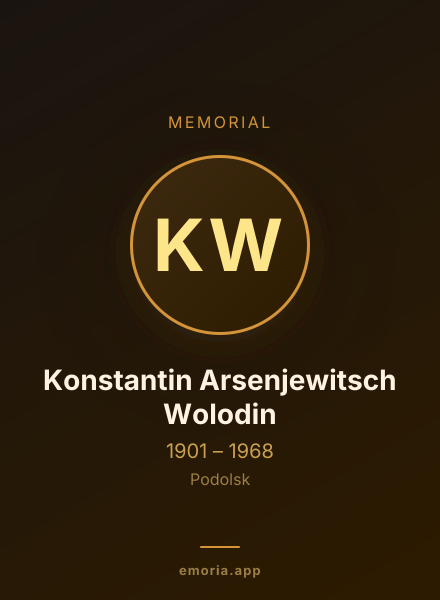 Memorial portrait of Konstantin Arsenjewitsch Wolodin