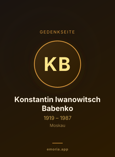 Gedenkportrait von Konstantin Iwanowitsch Babenko