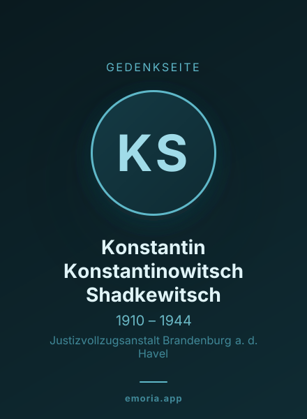 Gedenkportrait von Konstantin Konstantinowitsch Shadkewitsch