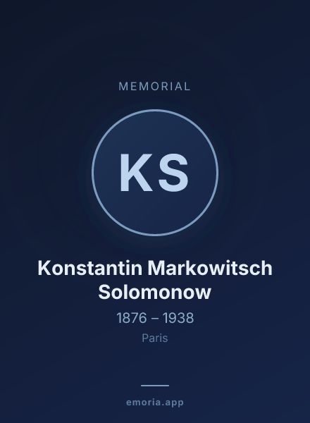 Memorial portrait of Konstantin Markowitsch Solomonow