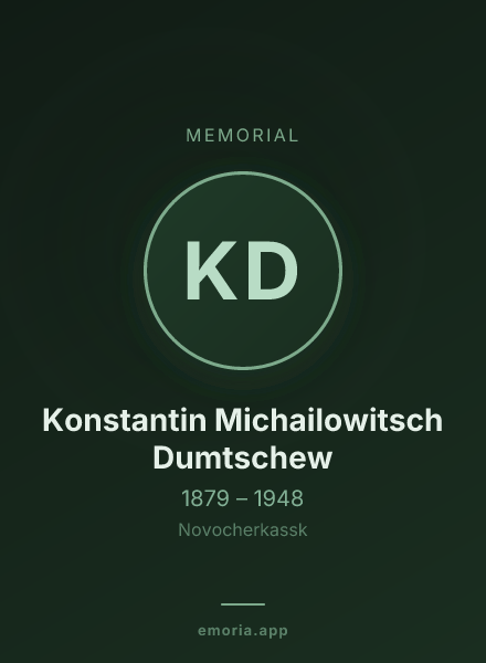 Memorial portrait of Konstantin Michailowitsch Dumtschew