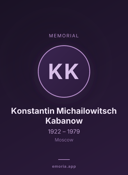 Memorial portrait of Konstantin Michailowitsch Kabanow