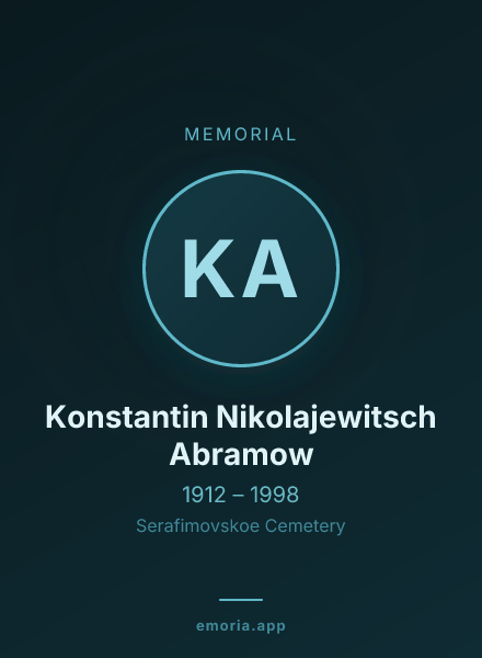 Memorial portrait of Konstantin Nikolajewitsch Abramow