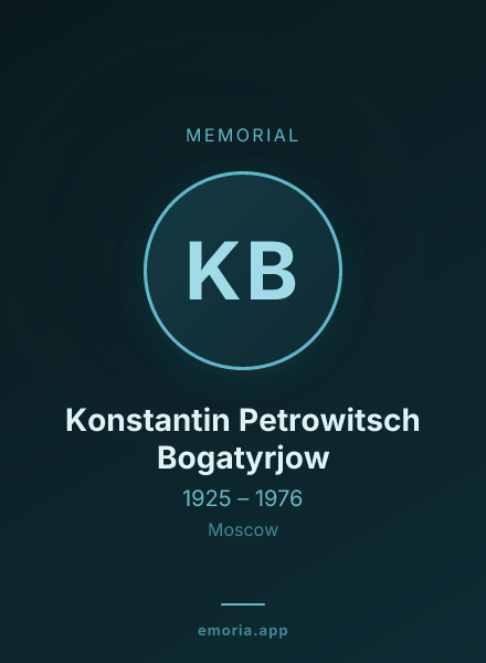 Memorial portrait of Konstantin Petrowitsch Bogatyrjow