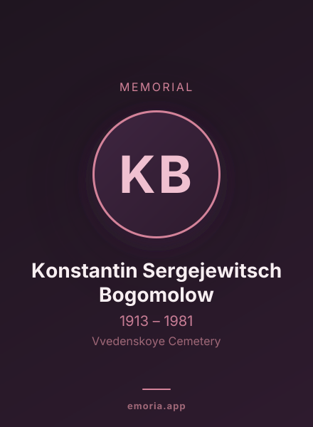 Memorial portrait of Konstantin Sergejewitsch Bogomolow