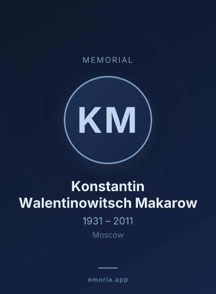 Memorial portrait of Konstantin Walentinowitsch Makarow
