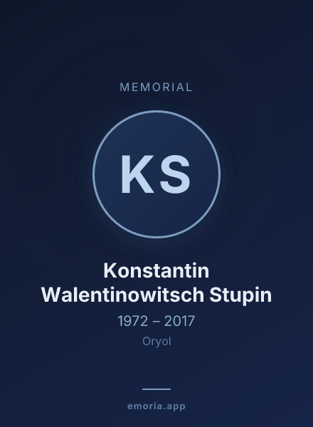 Memorial portrait of Konstantin Walentinowitsch Stupin
