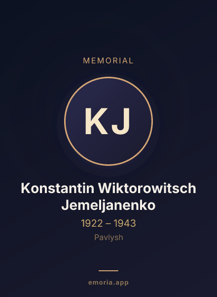 Memorial portrait of Konstantin Wiktorowitsch Jemeljanenko