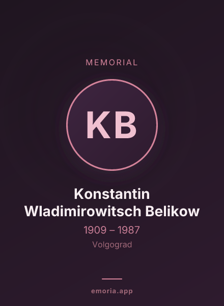 Memorial portrait of Konstantin Wladimirowitsch Belikow