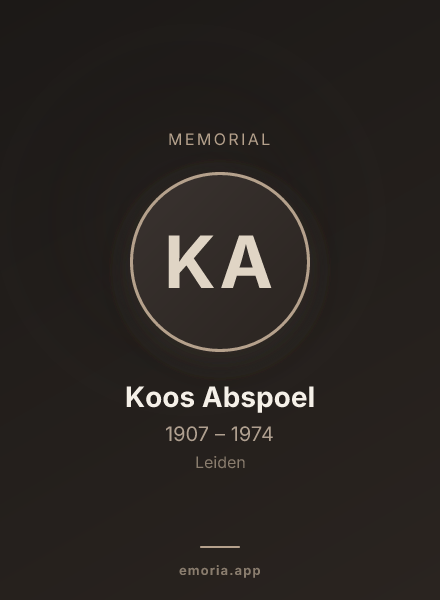 Memorial portrait of Koos Abspoel
