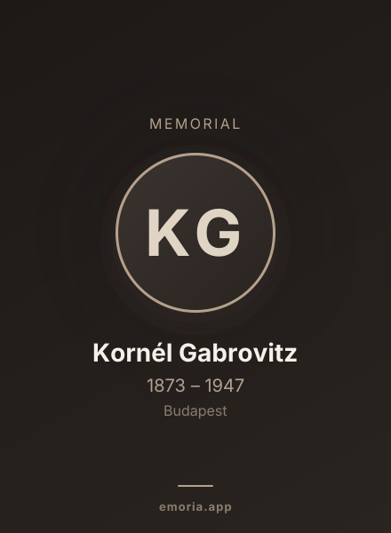 Memorial portrait of Kornél Gabrovitz