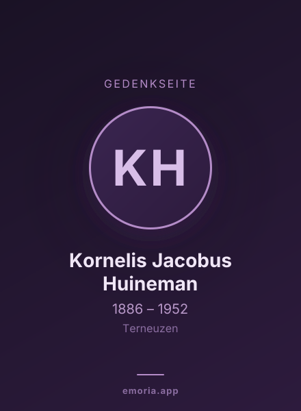Gedenkportrait von Kornelis Jacobus Huineman