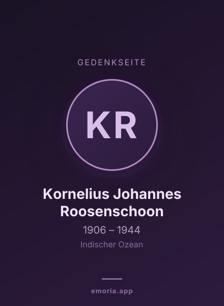 Gedenkportrait von Kornelius Johannes Roosenschoon