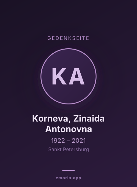 Gedenkportrait von Korneva, Zinaida Antonovna