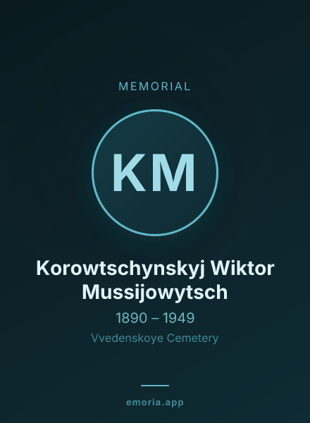 Memorial portrait of Korowtschynskyj Wiktor Mussijowytsch
