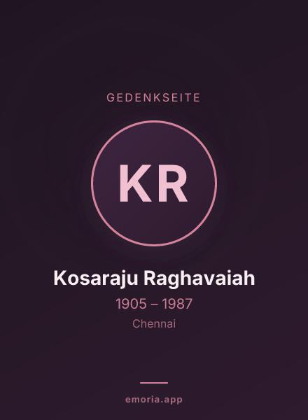 Gedenkportrait von Kosaraju Raghavaiah