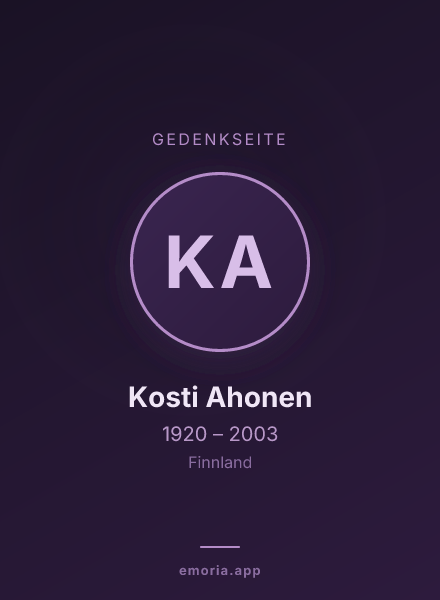 Gedenkportrait von Kosti Ahonen