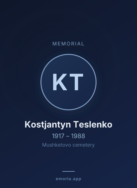 Memorial portrait of Kostjantyn Teslenko