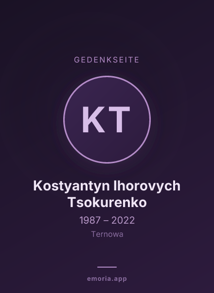 Gedenkportrait von Kostyantyn Ihorovych Tsokurenko