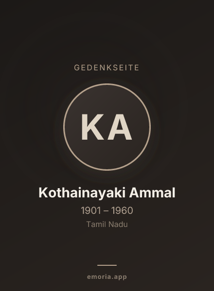 Gedenkportrait von Kothainayaki Ammal