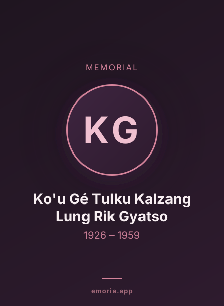 Memorial portrait of Ko'u Gé Tulku Kalzang Lung Rik Gyatso