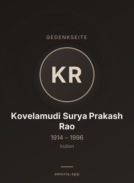 Gedenkportrait von Kovelamudi Surya Prakash Rao