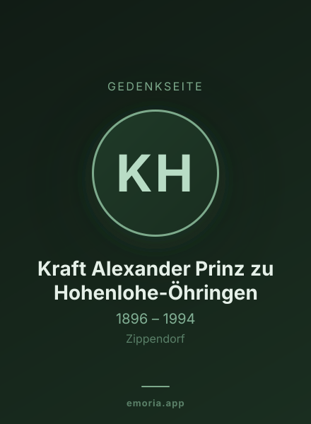 Gedenkportrait von Kraft Alexander Prinz zu Hohenlohe-Öhringen