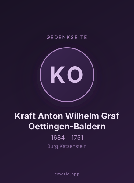 Gedenkportrait von Kraft Anton Wilhelm Graf Oettingen-Baldern